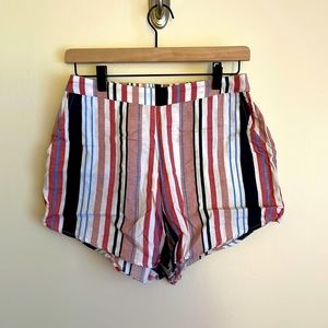 VILA Striped Linen/Cotton Blend Shorts